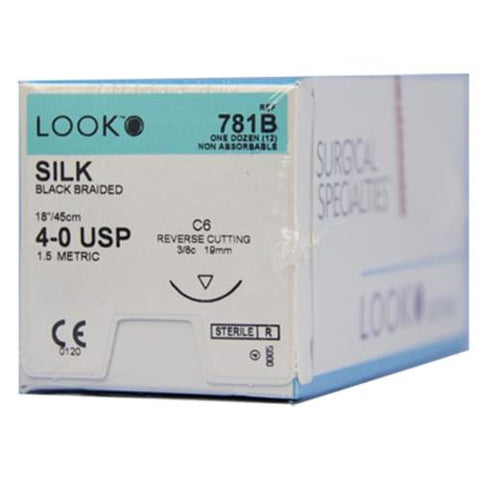 Look Silk Suture. Black braided, non-absorbable