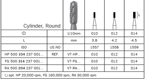 Tungsten Carbide Bur - V31R (137) Cylinder, Round