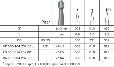 Tungsten Carbide Bur - V7 (237) Pear
